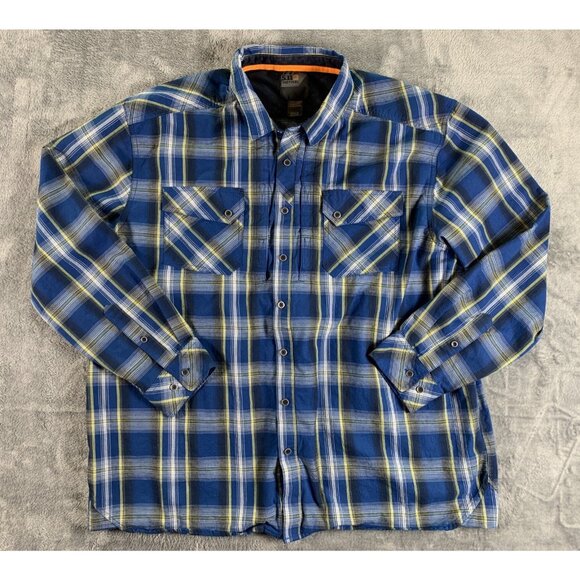 5.11 Tactical Men's XXL Long Sleeve Blue Yellow Plaid Button Snap Hidden Pocket - Picture 1 of 9